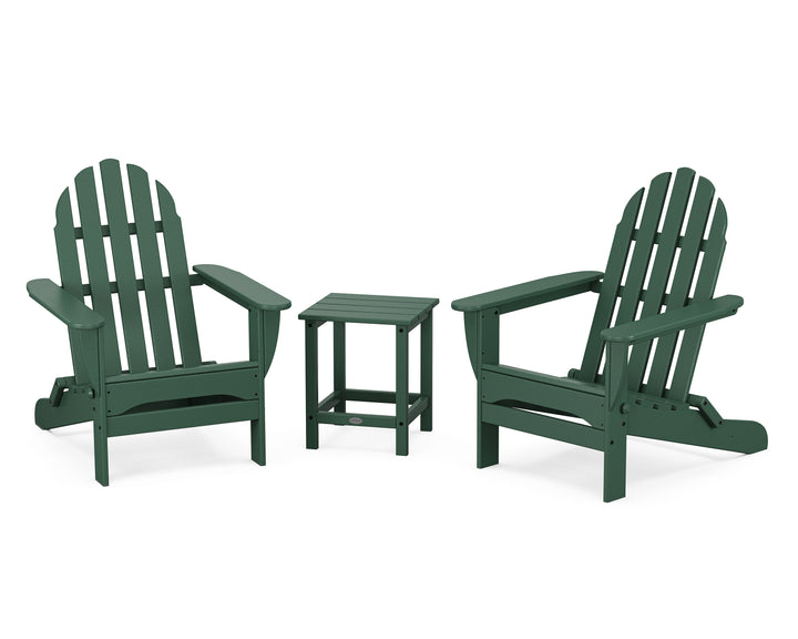 POLYWOOD® Classic Folding Adirondack 3-Piece Set with Long Island 18" Side Table