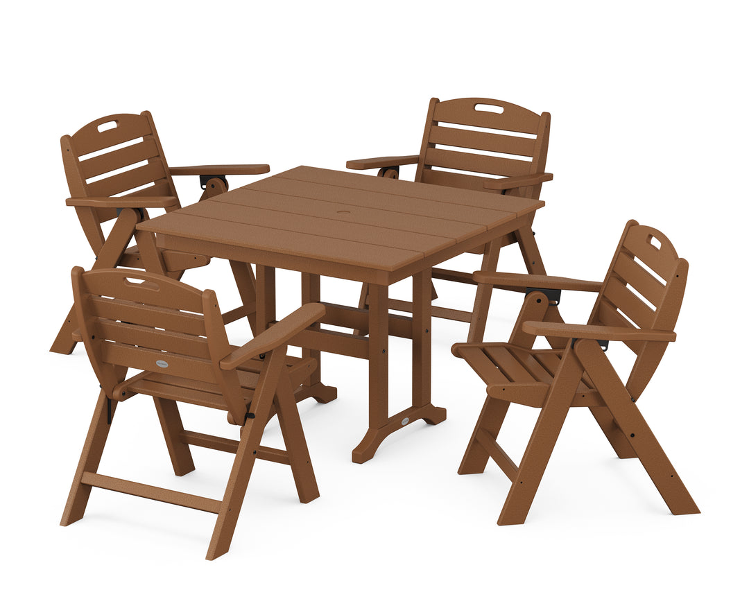 POLYWOOD® Nautical Folding Lowback Chair 5-Piece Farmhouse Dining Set