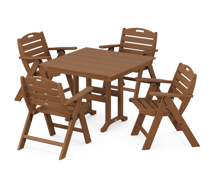 POLYWOOD® Nautical Folding Lowback Chair 5-Piece Farmhouse Dining Set