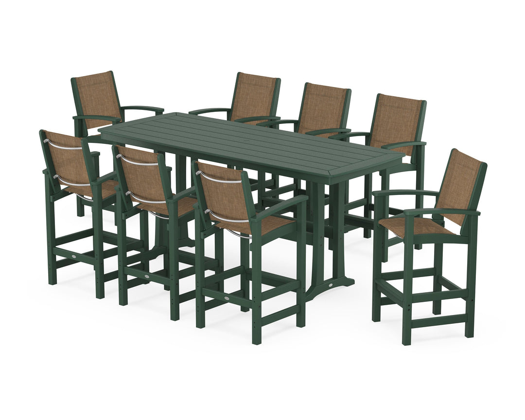 POLYWOOD® Coastal 9-Piece Bar Set with Trestle Legs
