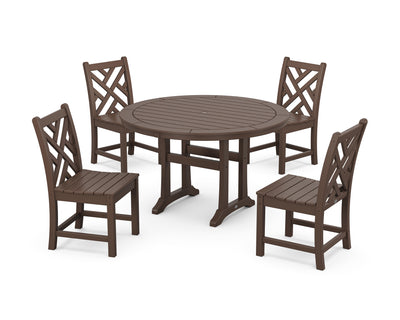 Chippendale Side Chair 5-Piece Round Dining Set With Trestle Legs