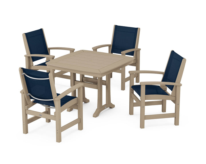 POLYWOOD® Coastal 5-Piece Dining Set with Trestle Legs