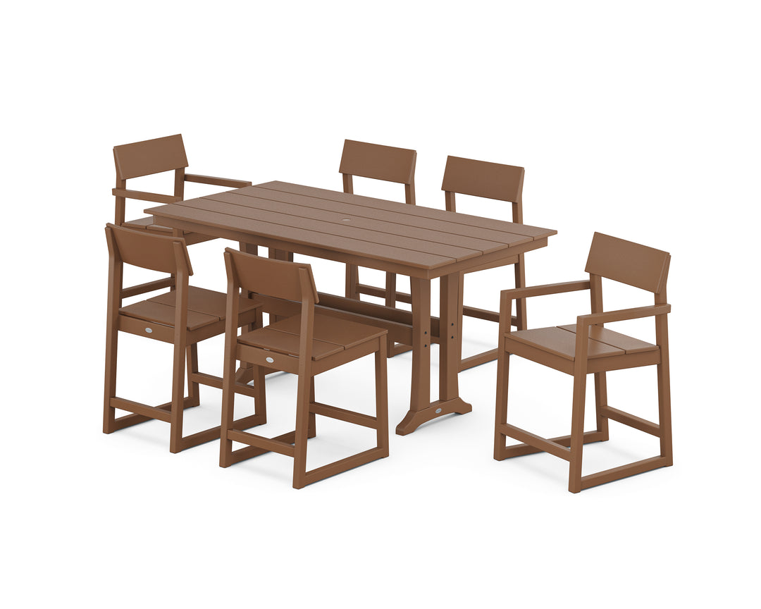 POLYWOOD® EDGE 7-Piece Farmhouse Counter Set with Trestle Legs