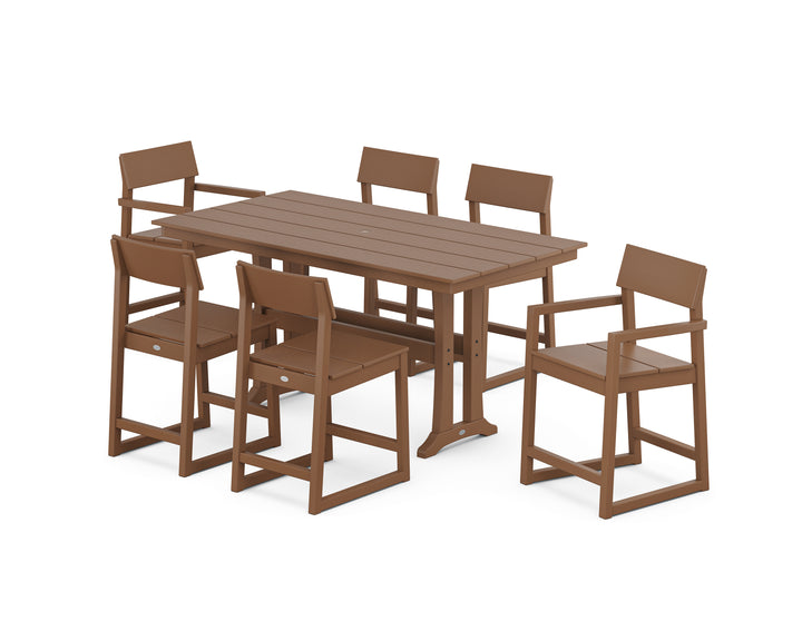 POLYWOOD® EDGE 7-Piece Farmhouse Counter Set with Trestle Legs