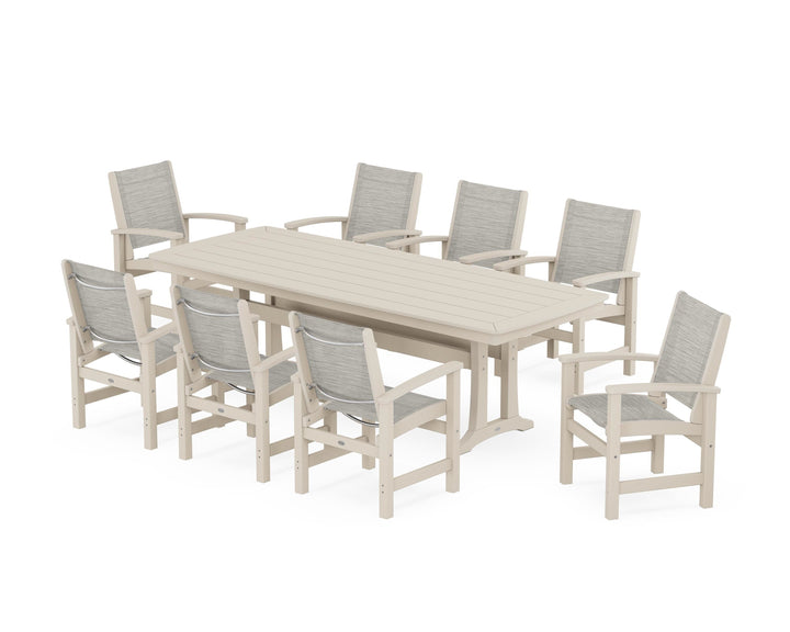 POLYWOOD® Coastal 9-Piece Dining Set with Trestle Legs