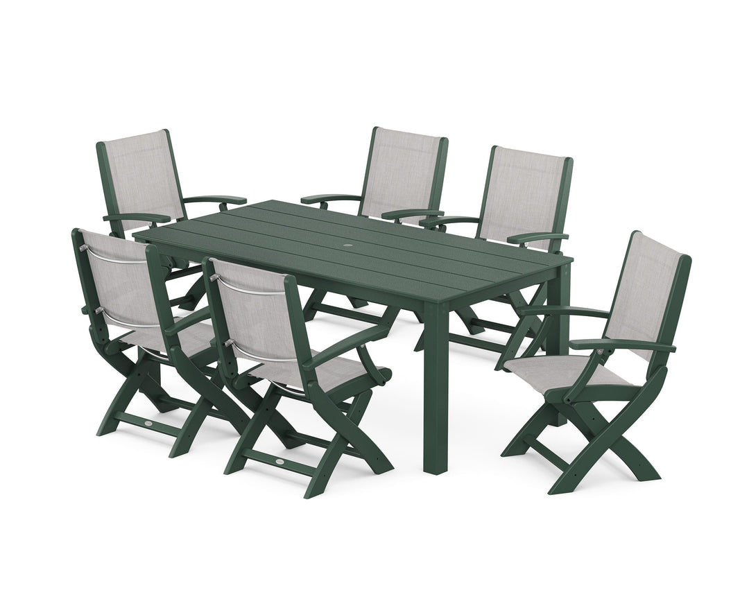 POLYWOOD® Coastal Folding Chair 7-Piece Parsons Dining Set