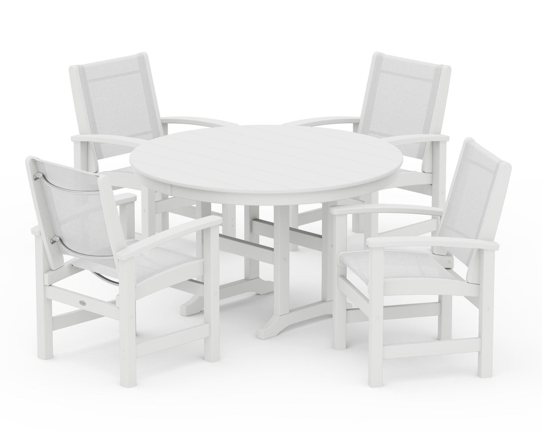 POLYWOOD® Coastal 5-Piece Round Farmhouse Dining Set