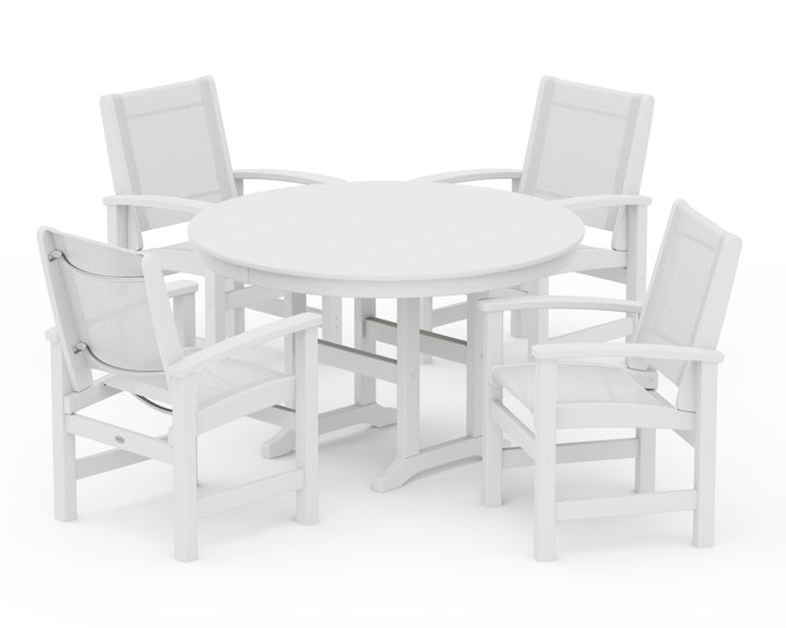 POLYWOOD® Coastal 5-Piece Round Farmhouse Dining Set