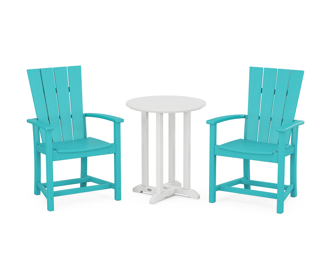 POLYWOOD® Quattro 3-Piece Round Farmhouse Bistro Dining Set