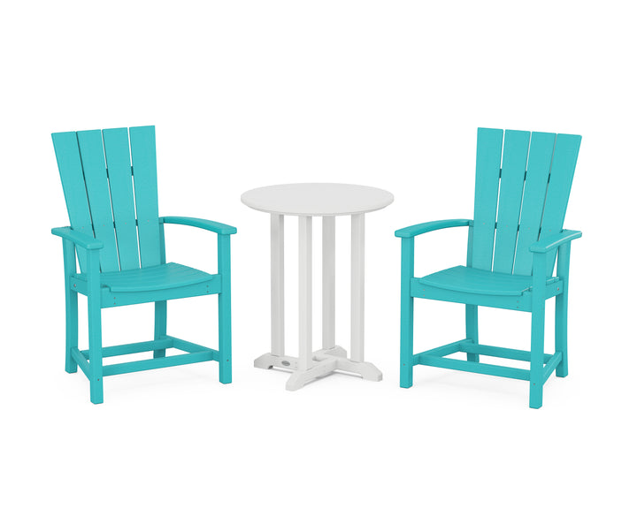 POLYWOOD® Quattro 3-Piece Round Farmhouse Bistro Dining Set