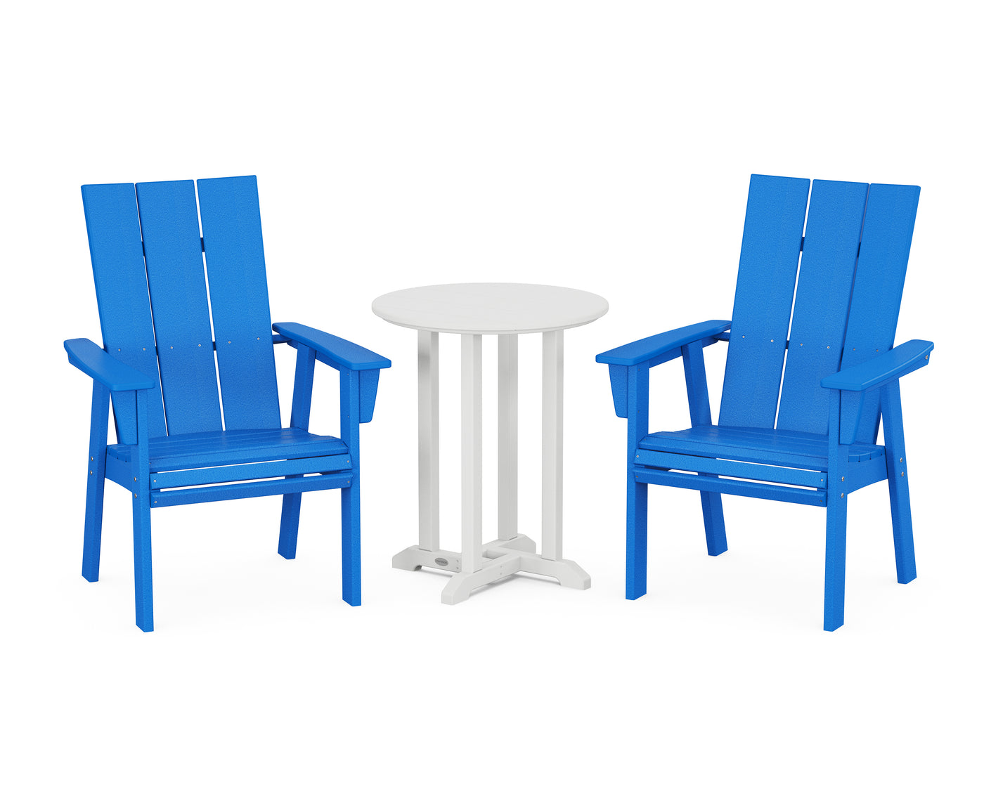 Modern Curveback Adirondack 3-Piece Round Bistro Dining Set