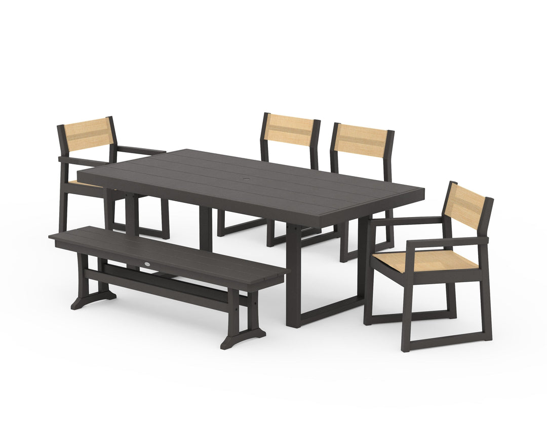 POLYWOOD® EDGE Sling 6-Piece Dining Set with Bench