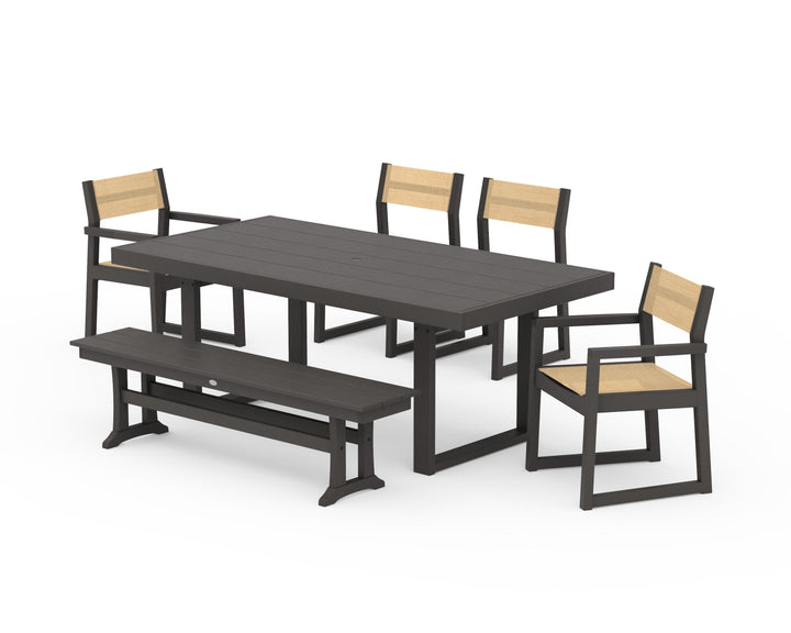 POLYWOOD® EDGE Sling 6-Piece Dining Set with Bench