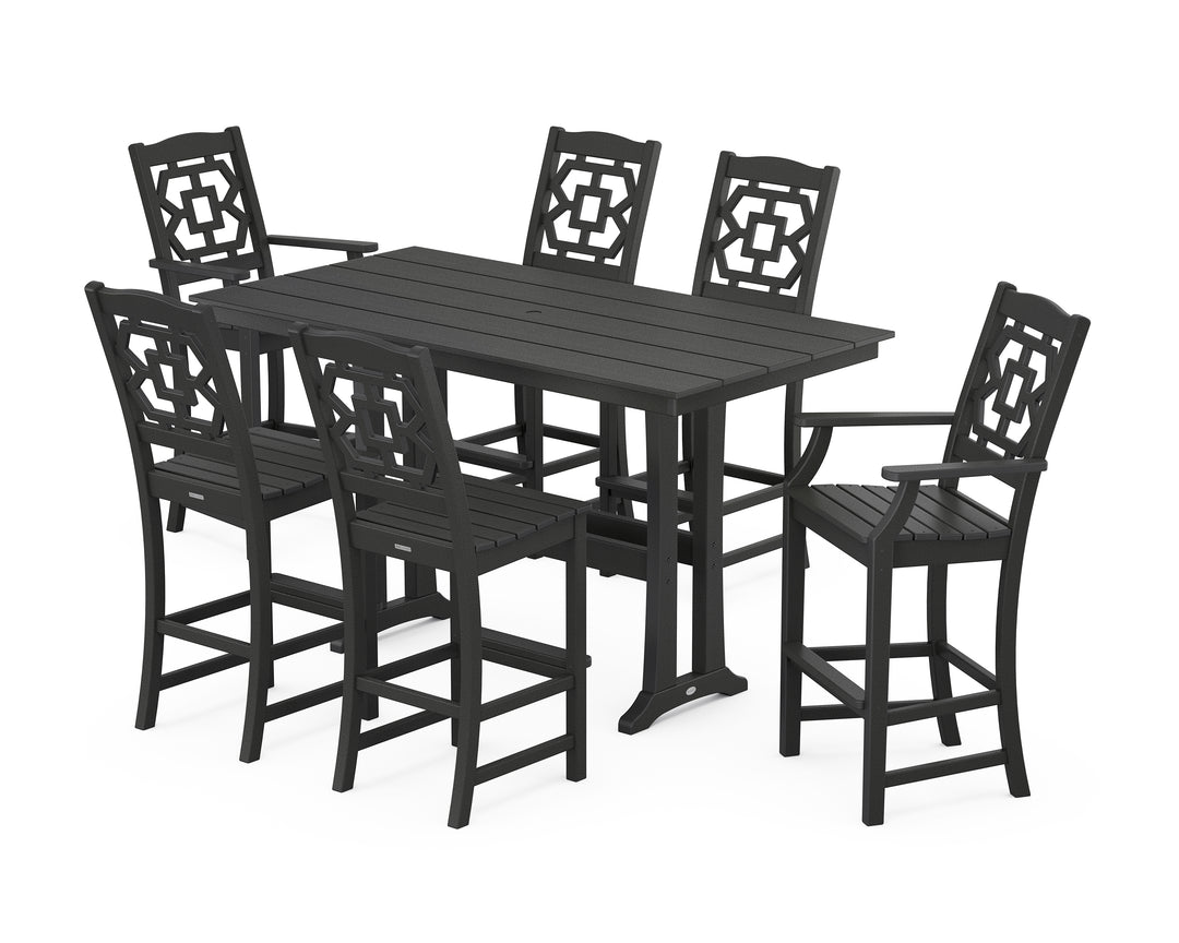 Martha Stewart by POLYWOOD® Chinoiserie 7-Piece Farmhouse Bar Set with Trestle Legs