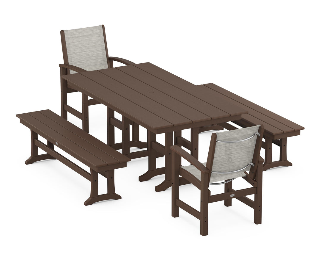POLYWOOD® Coastal 5-Piece Farmhouse Dining Set