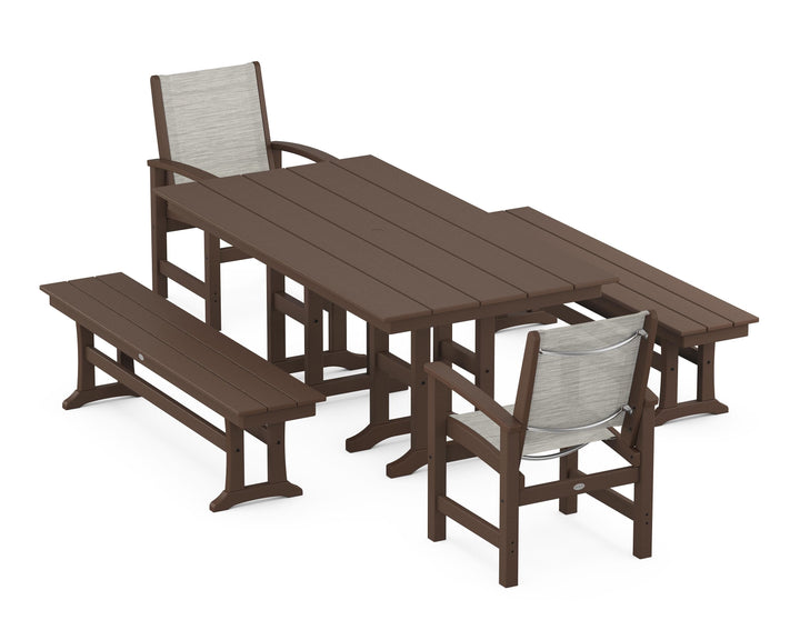 POLYWOOD® Coastal 5-Piece Farmhouse Dining Set