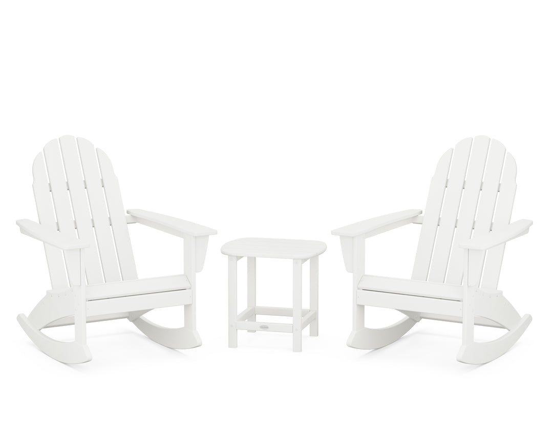 POLYWOOD® Vineyard 3-Piece Adirondack Rocking Chair Set with South Beach 18" Side Table
