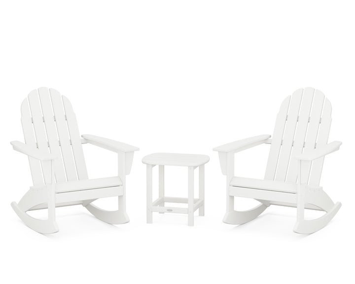 POLYWOOD® Vineyard 3-Piece Adirondack Rocking Chair Set with South Beach 18" Side Table