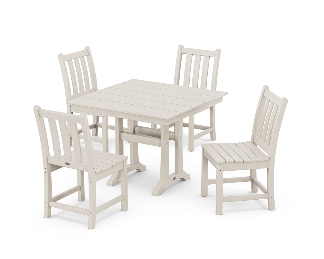 POLYWOOD® Traditional Garden 5-Piece Farmhouse Trestle Dining Set