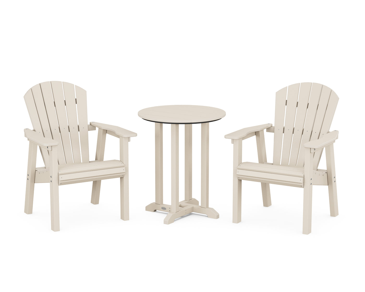 Seashell 3-Piece Round Farmhouse Bistro Dining Set