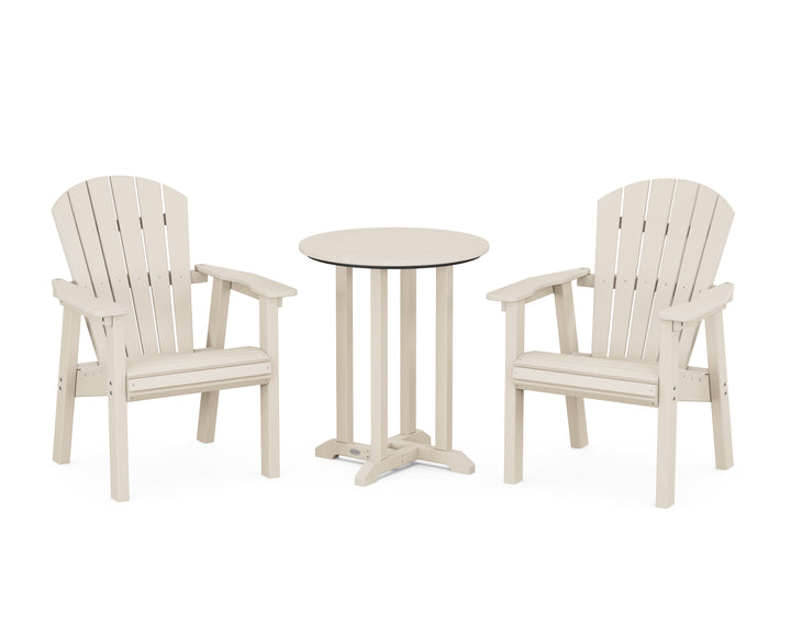 POLYWOOD® Seashell 3-Piece Round Farmhouse Bistro Dining Set