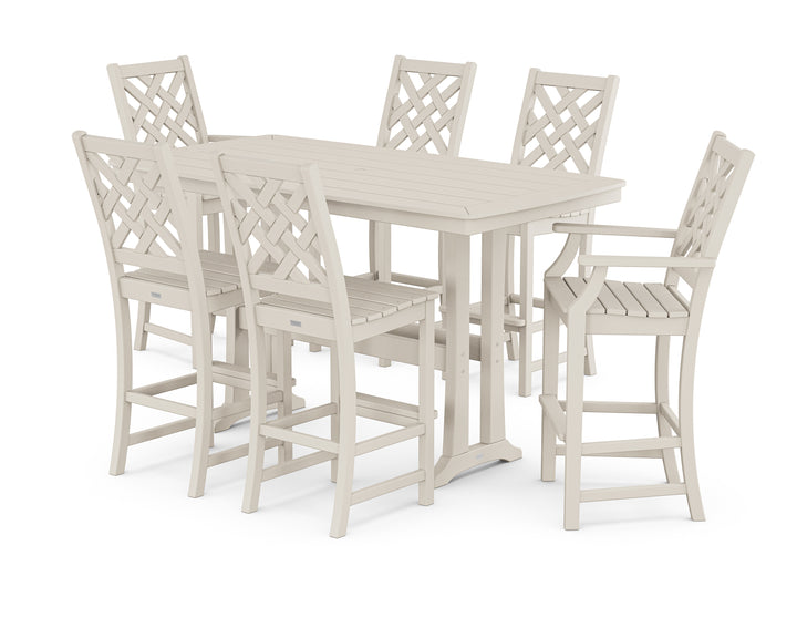 Country Living Wovendale 7-Piece Bar Set with Trestle Legs
