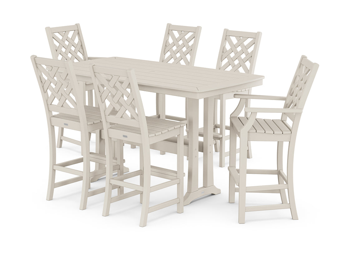 Country Living Wovendale 7-Piece Bar Set with Trestle Legs