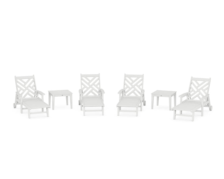 POLYWOOD® Chippendale 6-Piece Chaise Set with Arms and Wheels