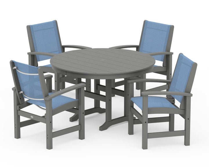 POLYWOOD® Coastal 5-Piece Round Farmhouse Dining Set
