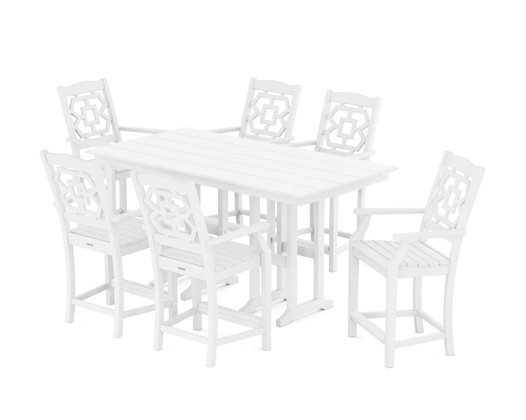 Martha Stewart by POLYWOOD® Chinoiserie Arm Chair 7-Piece Farmhouse Counter Set