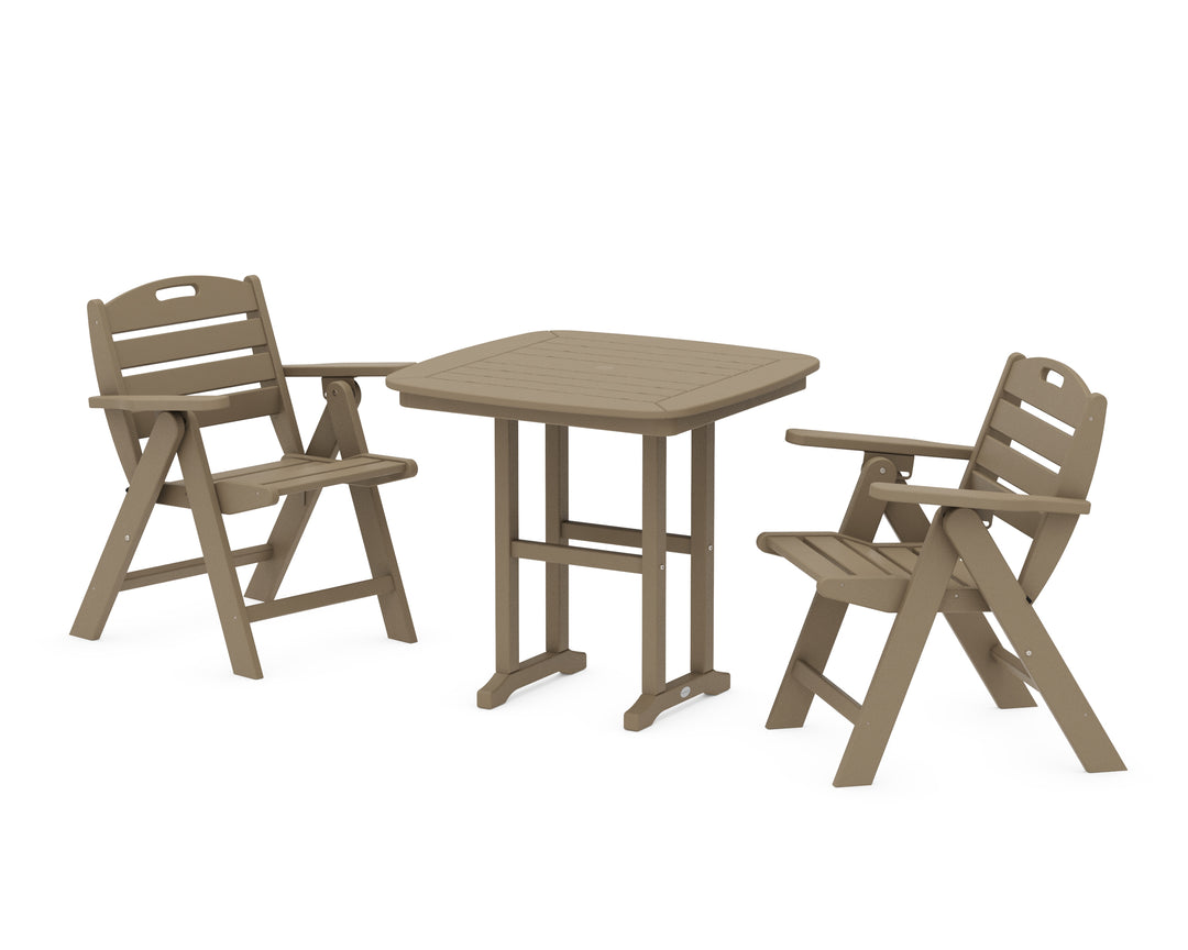 POLYWOOD® Nautical Folding Lowback Chair 3-Piece Dining Set
