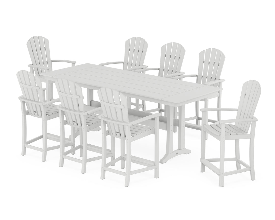 POLYWOOD® Palm Coast 9-Piece Farmhouse Counter Set with Trestle Legs