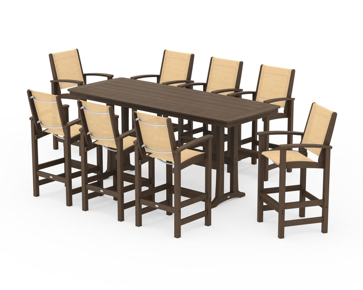 POLYWOOD® Coastal 9-Piece Bar Set with Trestle Legs