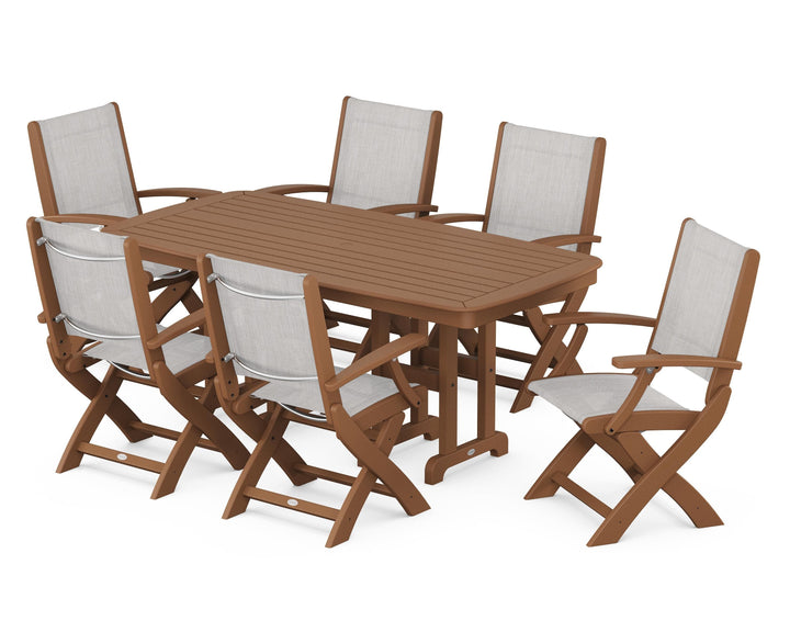 POLYWOOD® Coastal Folding Arm Chair 7-Piece Dining Set