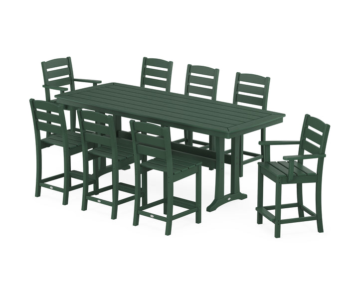 POLYWOOD® Lakeside 9-Piece Counter Set with Trestle Legs