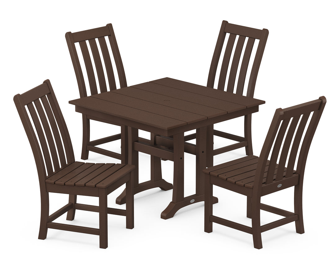 POLYWOOD® Vineyard 5-Piece Farmhouse Trestle Side Chair Dining Set