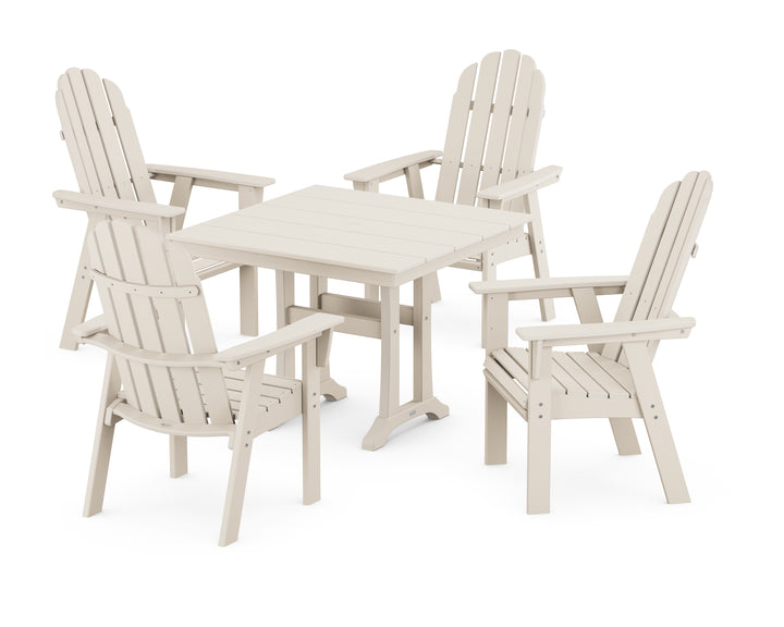 POLYWOOD® Vineyard Adirondack 5-Piece Farmhouse Dining Set With Trestle Legs