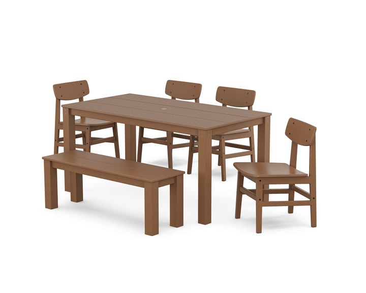 POLYWOOD® Modern Studio Urban Chair 6-Piece Parsons Dining Set with Bench
