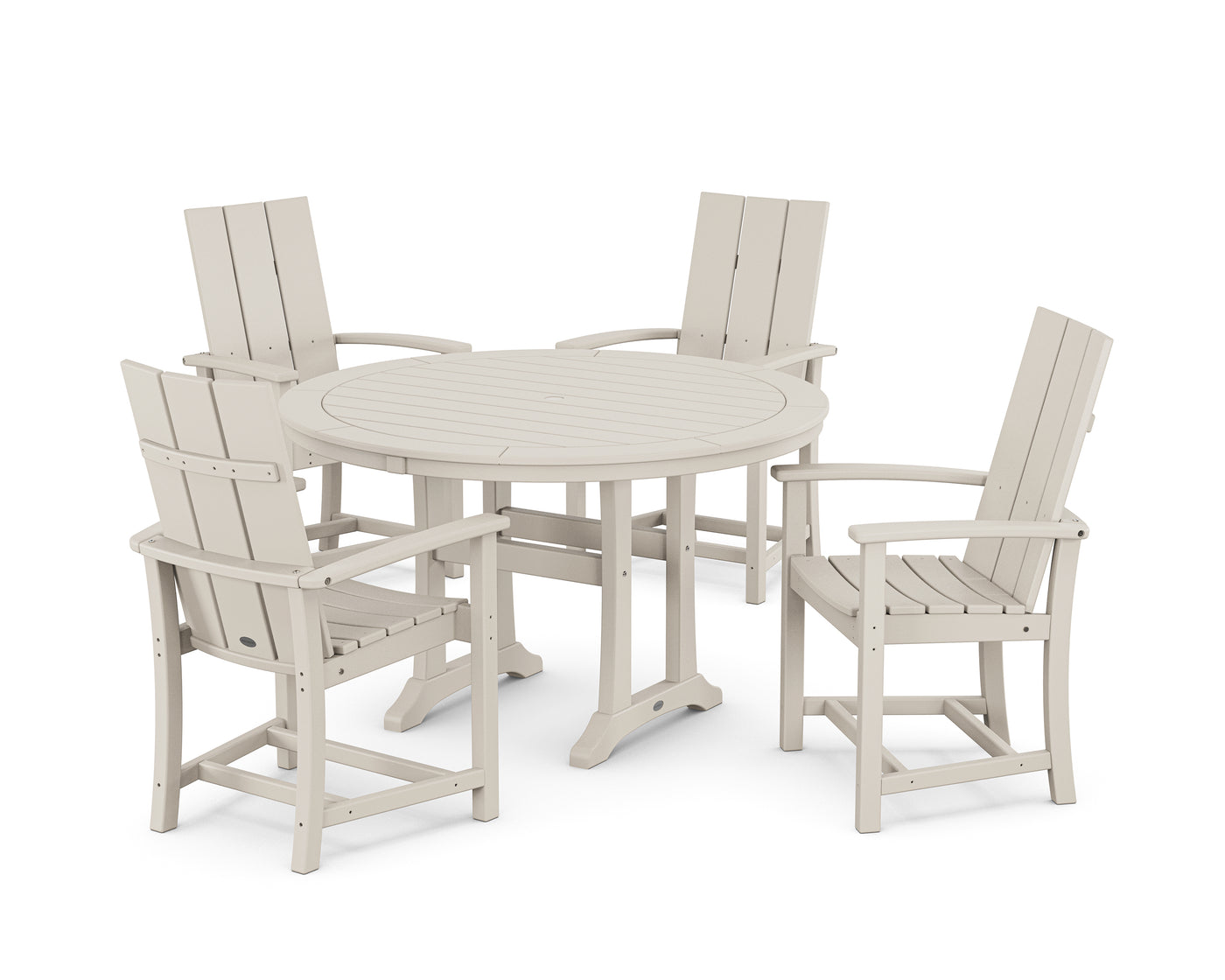 Modern Adirondack 5-Piece Round Dining Set with Trestle Legs