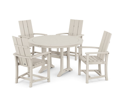 Modern Adirondack 5-Piece Round Dining Set with Trestle Legs