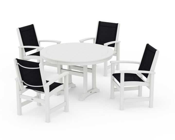 POLYWOOD® Coastal 5-Piece Round Dining Set with Trestle Legs