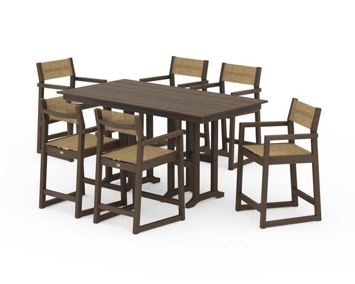 POLYWOOD® EDGE Sling Arm Chair 7-Piece Farmhouse Counter Set