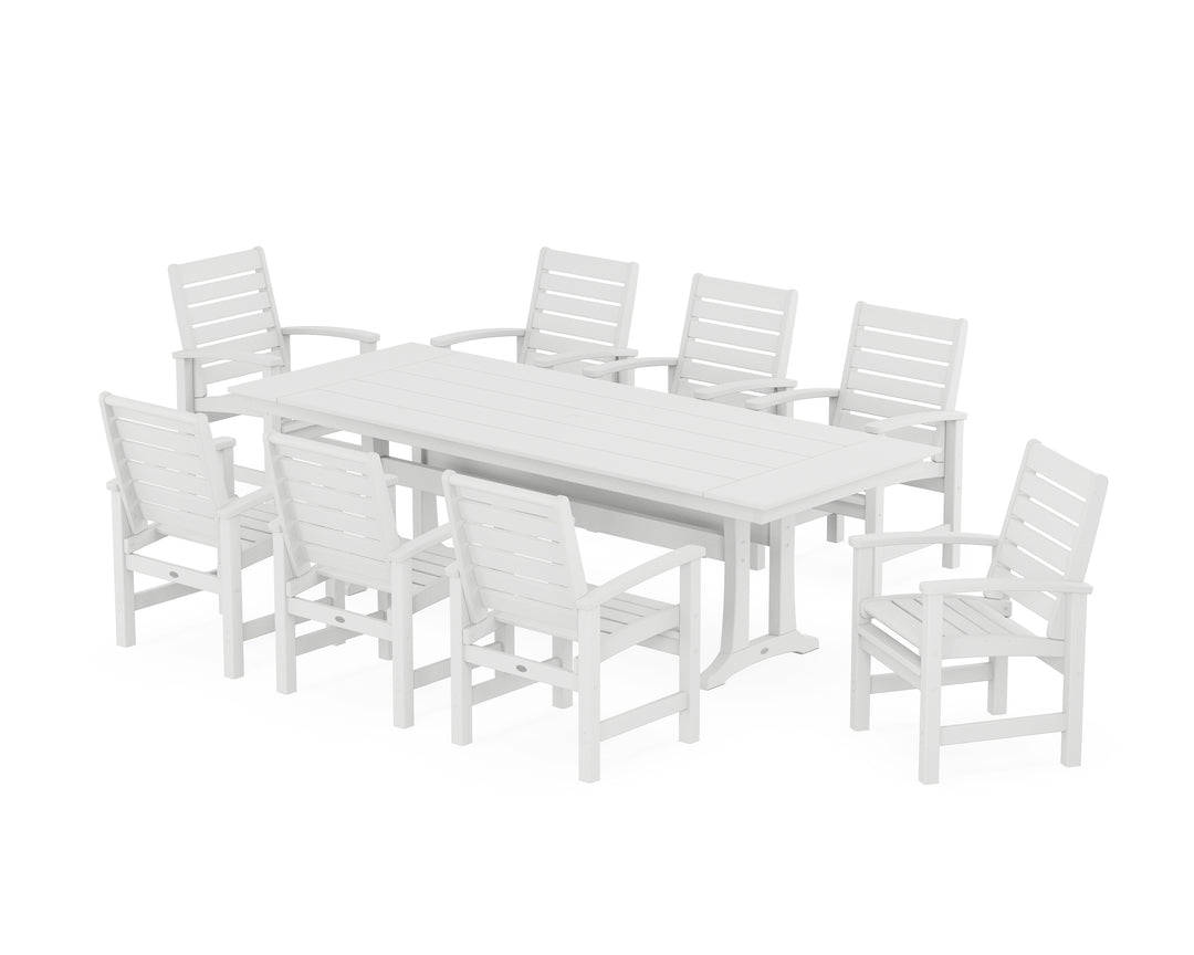 POLYWOOD® Signature 9-Piece Farmhouse Dining Set with Trestle Legs