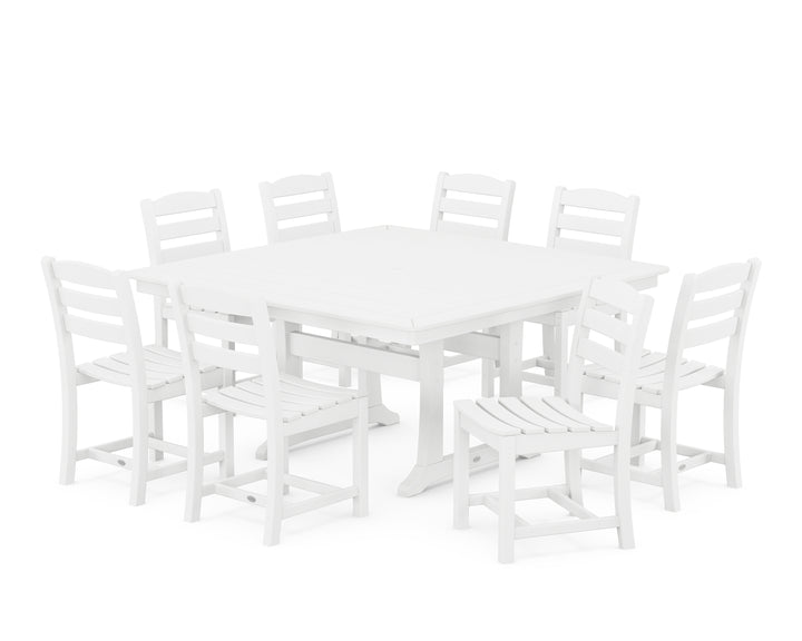 POLYWOOD® La Casa Café 9-Piece Nautical Trestle Dining Set