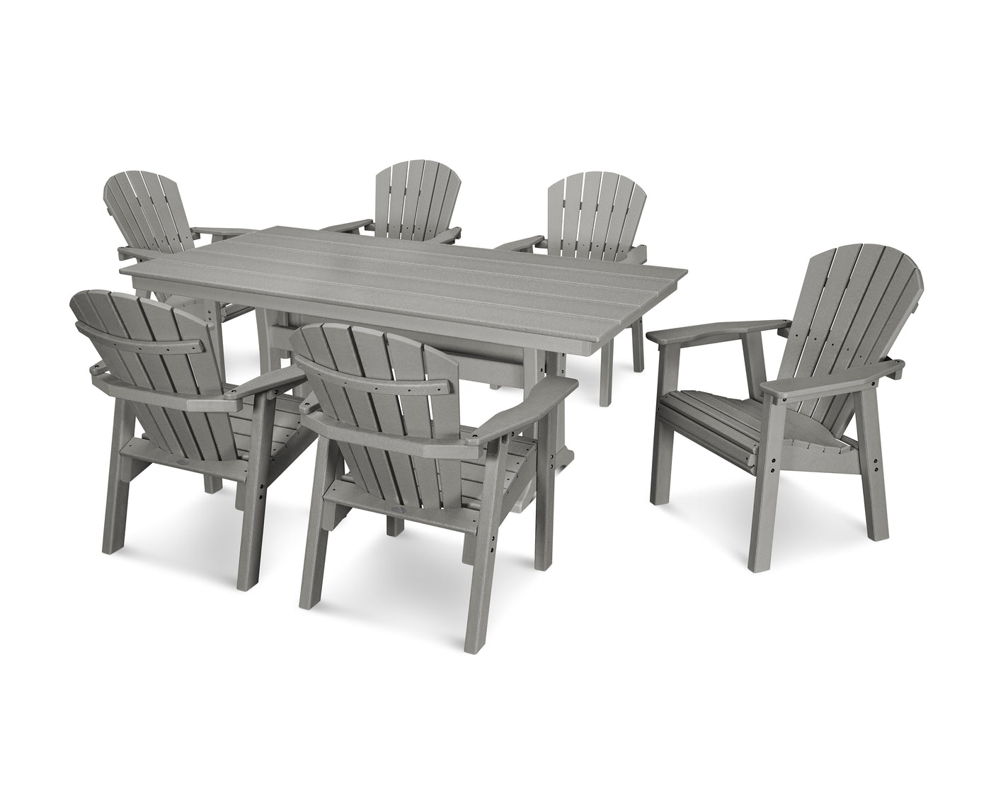 Seashell 7- Piece Farmhouse Dining Set with Trestle Legs