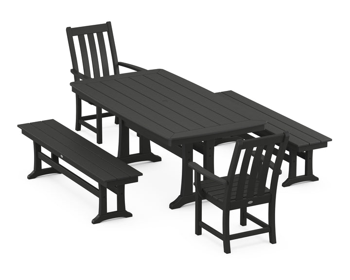 POLYWOOD® Vineyard 5-Piece Dining Set with Trestle Legs