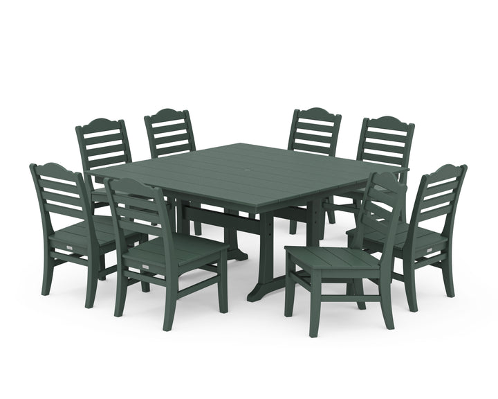 POLYWOOD® Savannah Side Chair 9-Piece Square Farmhouse Dining Set with Trestle Legs