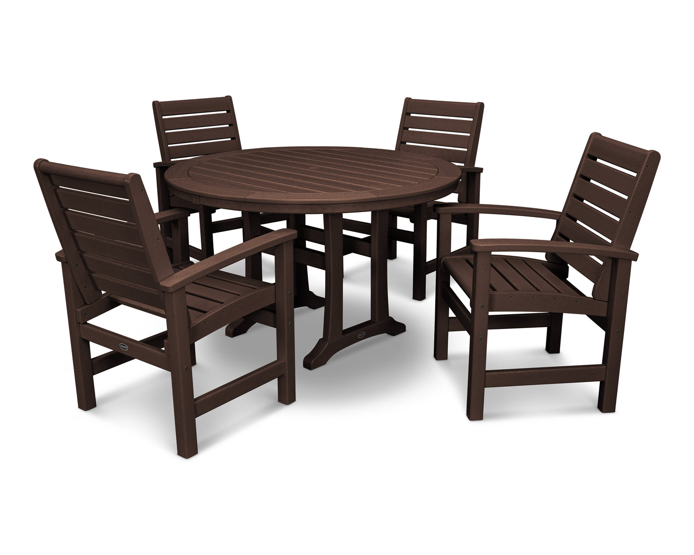 Signature 5-Piece Round Dining Set with Trestle Legs