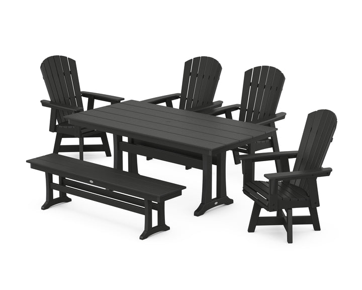 POLYWOOD® Nautical Adirondack Swivel 6-Piece Farmhouse Dining Set With Trestle Legs