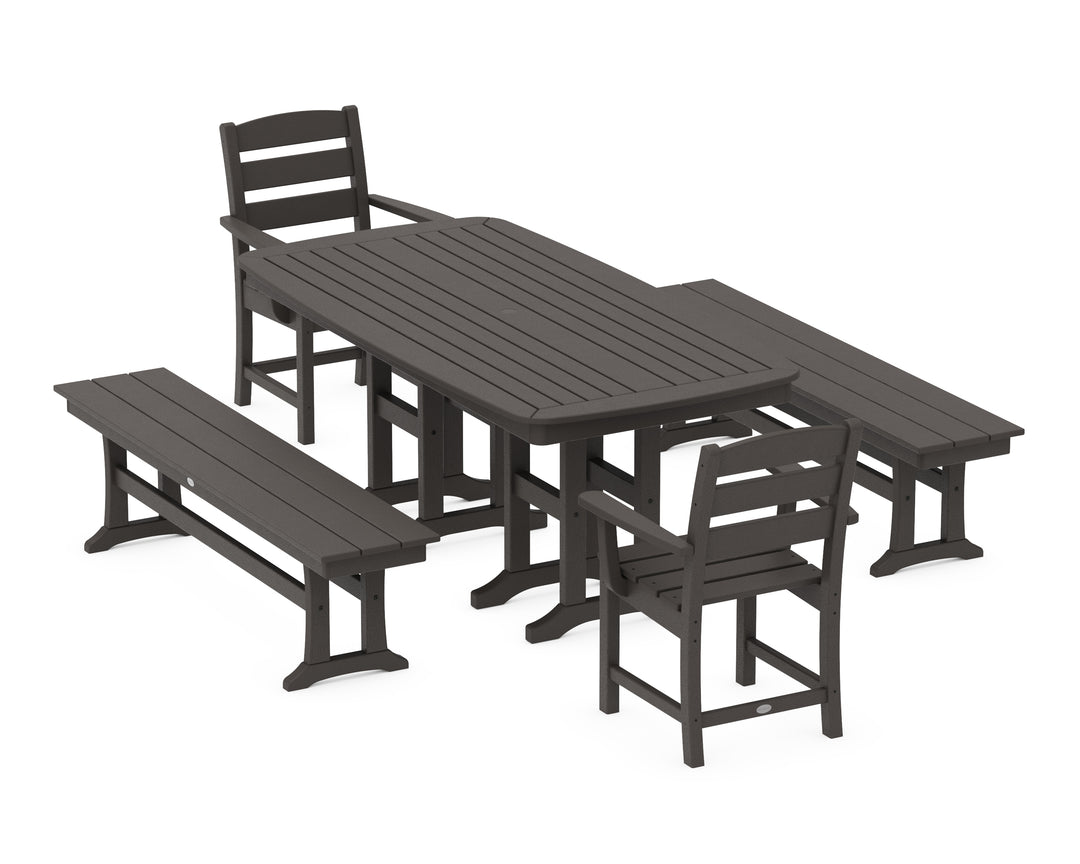 POLYWOOD® Lakeside 5-Piece Dining Set with Benches